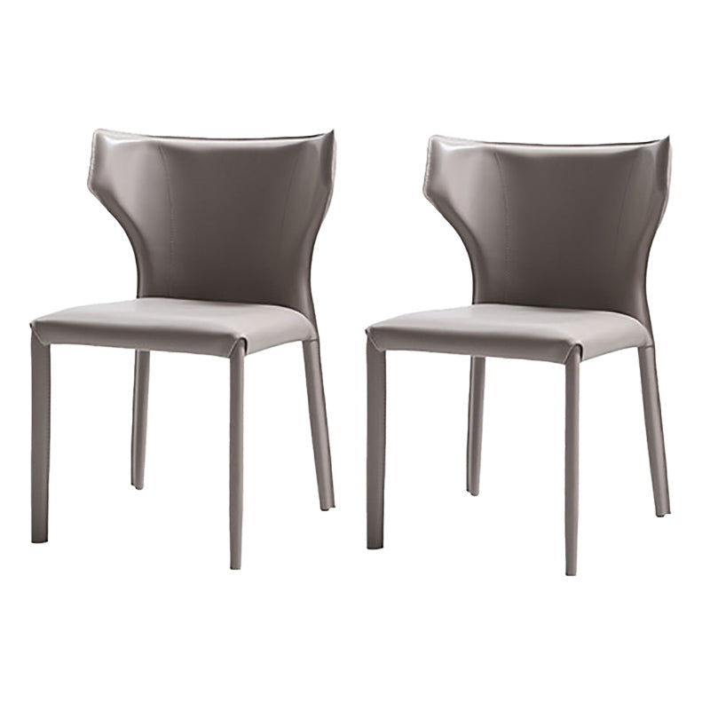 Modern Style Wingback Dining Chairs Faux Leather Home Side Chair Light Khaki 2 Piece Set Clearhalo 'Dining Chairs' 'Dining Tables & Seating' 'dining_chair' 'furn' 'furn_dining_chair' 'Furniture' 'Kitchen & Dining Furniture' 6034683