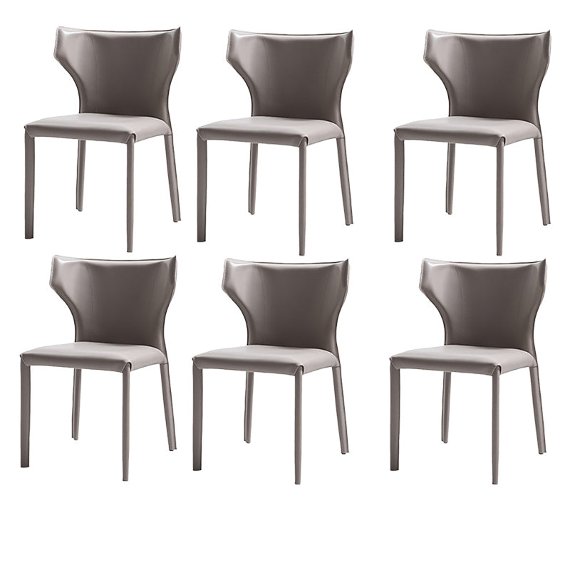 Modern Style Wingback Dining Chairs Faux Leather Home Side Chair Light Khaki 6 Piece Set Clearhalo 'Dining Chairs' 'Dining Tables & Seating' 'dining_chair' 'furn' 'furn_dining_chair' 'Furniture' 'Kitchen & Dining Furniture' 6034685