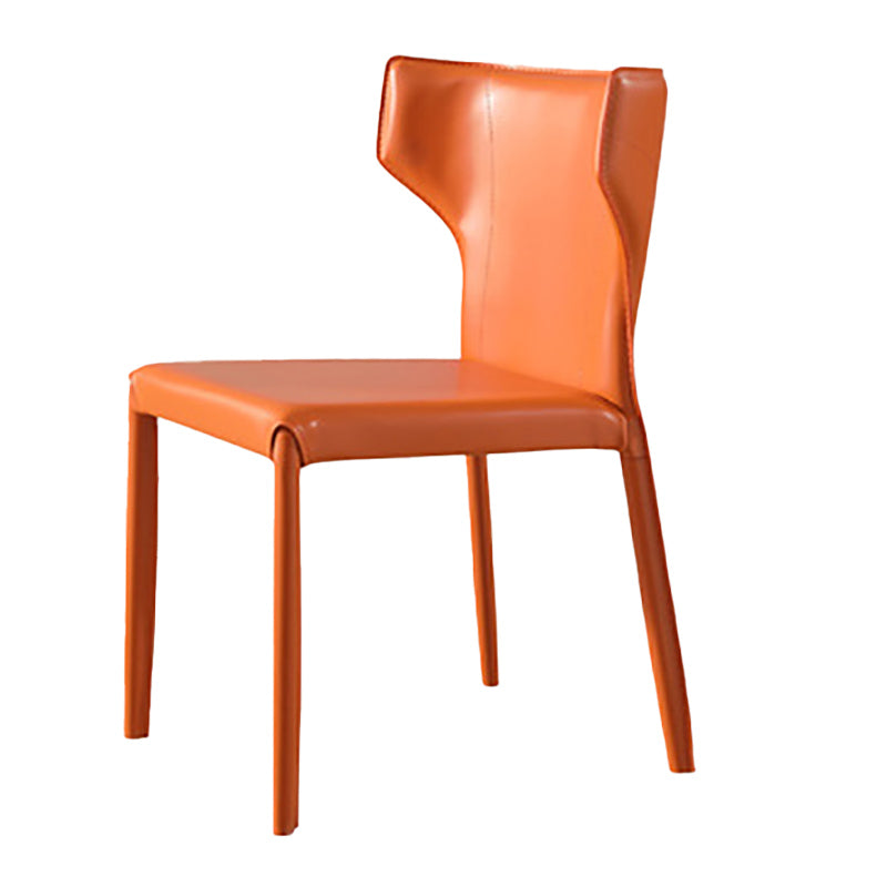 Modern Style Wingback Dining Chairs Faux Leather Home Side Chair Orange 1 Piece Clearhalo 'Dining Chairs' 'Dining Tables & Seating' 'dining_chair' 'furn' 'furn_dining_chair' 'Furniture' 'Kitchen & Dining Furniture' 6034687