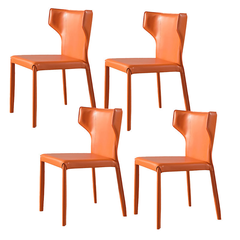 Modern Style Wingback Dining Chairs Faux Leather Home Side Chair Orange 4 Piece Set Clearhalo 'Dining Chairs' 'Dining Tables & Seating' 'dining_chair' 'furn' 'furn_dining_chair' 'Furniture' 'Kitchen & Dining Furniture' 6034689