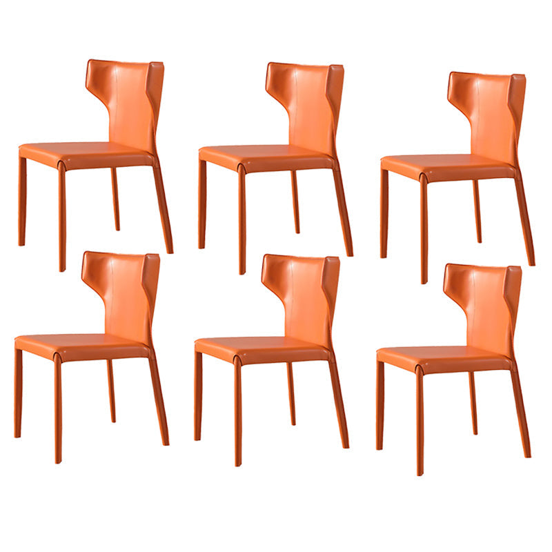 Modern Style Wingback Dining Chairs Faux Leather Home Side Chair Orange 6 Piece Set Clearhalo 'Dining Chairs' 'Dining Tables & Seating' 'dining_chair' 'furn' 'furn_dining_chair' 'Furniture' 'Kitchen & Dining Furniture' 6034690