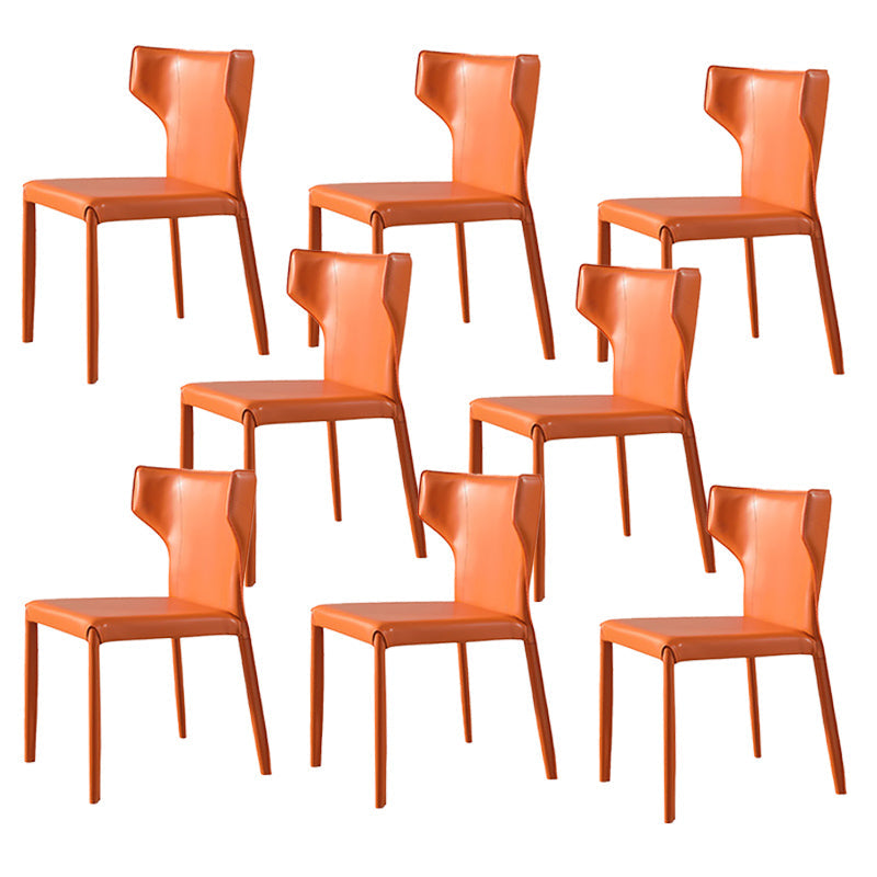 Modern Style Wingback Dining Chairs Faux Leather Home Side Chair Orange 8 Piece Set Clearhalo 'Dining Chairs' 'Dining Tables & Seating' 'dining_chair' 'furn' 'furn_dining_chair' 'Furniture' 'Kitchen & Dining Furniture' 6034691