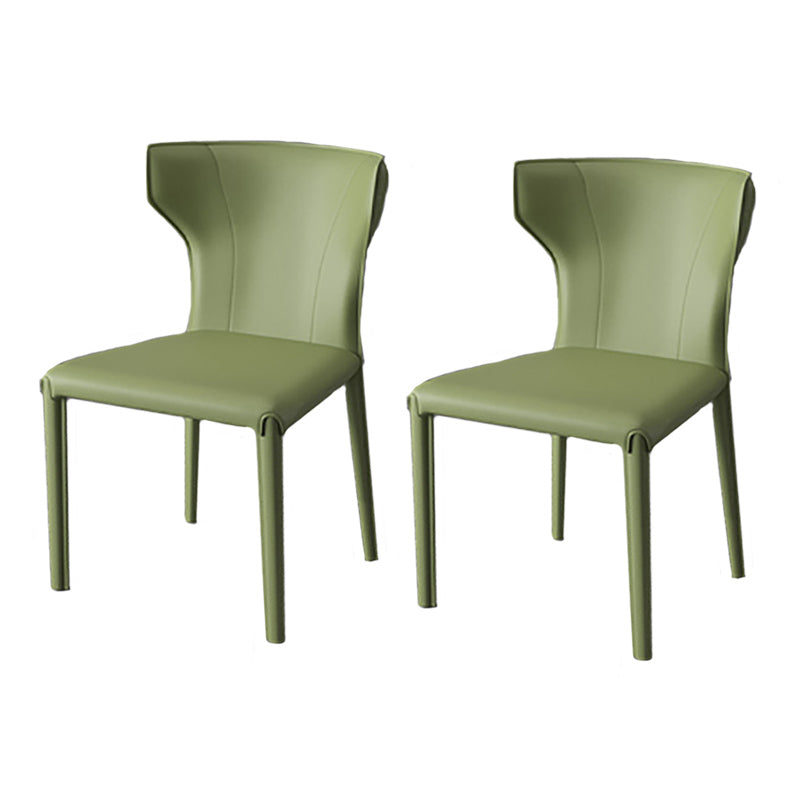 Modern Style Wingback Dining Chairs Faux Leather Home Side Chair Pea Green 2 Piece Set Clearhalo 'Dining Chairs' 'Dining Tables & Seating' 'dining_chair' 'furn' 'furn_dining_chair' 'Furniture' 'Kitchen & Dining Furniture' 6034693