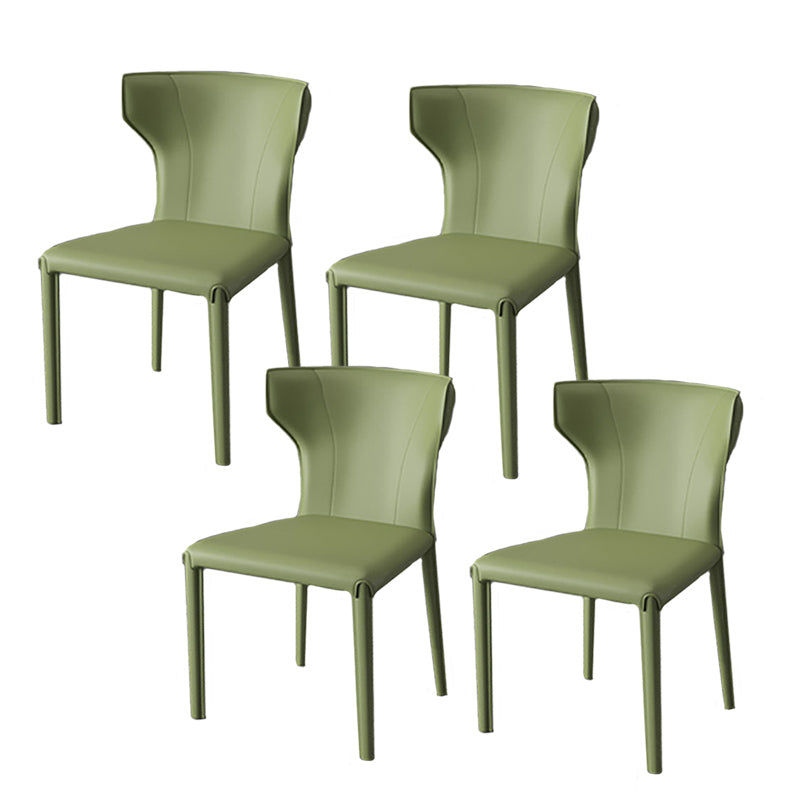 Modern Style Wingback Dining Chairs Faux Leather Home Side Chair Pea Green 4 Piece Set Clearhalo 'Dining Chairs' 'Dining Tables & Seating' 'dining_chair' 'furn' 'furn_dining_chair' 'Furniture' 'Kitchen & Dining Furniture' 6034694