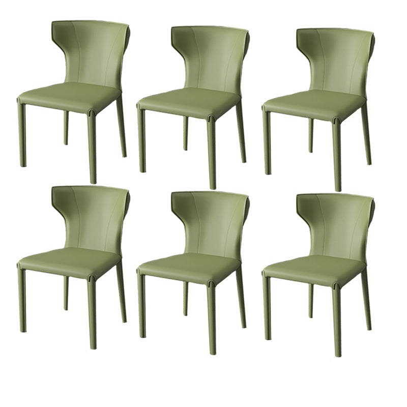 Modern Style Wingback Dining Chairs Faux Leather Home Side Chair Pea Green 6 Piece Set Clearhalo 'Dining Chairs' 'Dining Tables & Seating' 'dining_chair' 'furn' 'furn_dining_chair' 'Furniture' 'Kitchen & Dining Furniture' 6034695