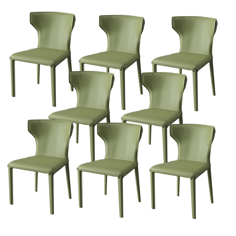 Modern Style Wingback Dining Chairs Faux Leather Home Side Chair Pea Green 8 Piece Set Clearhalo 'Dining Chairs' 'Dining Tables & Seating' 'dining_chair' 'furn' 'furn_dining_chair' 'Furniture' 'Kitchen & Dining Furniture' 6034696