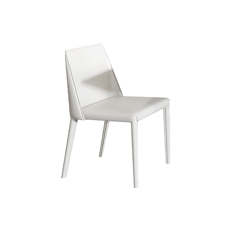 Sillas de comedor sin brazo de la espalda baja silla lateral moderna de cuero falso