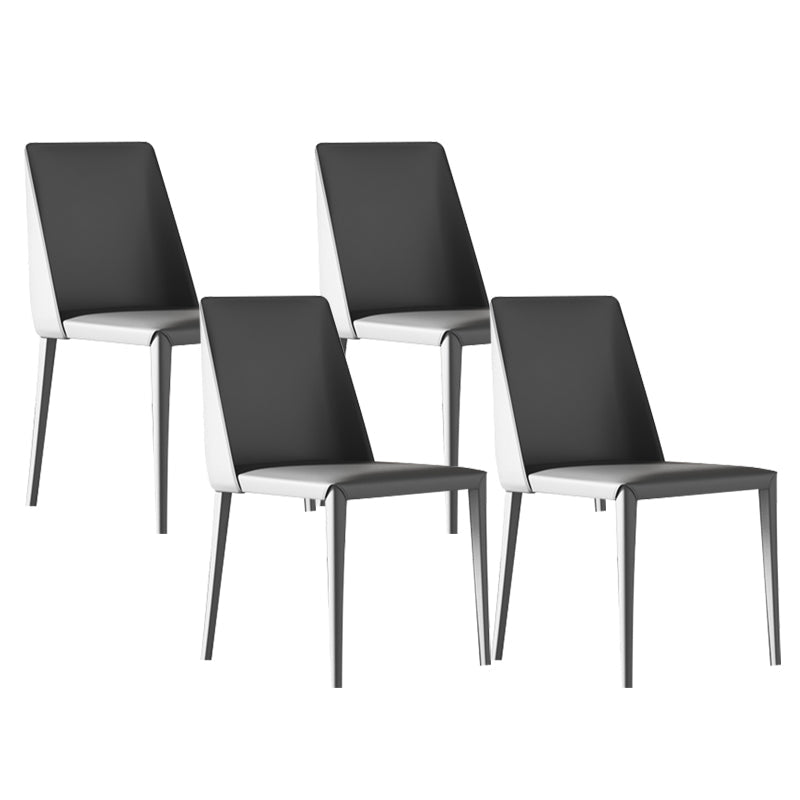 Sillas de comedor sin brazo de la espalda baja silla lateral moderna de cuero falso