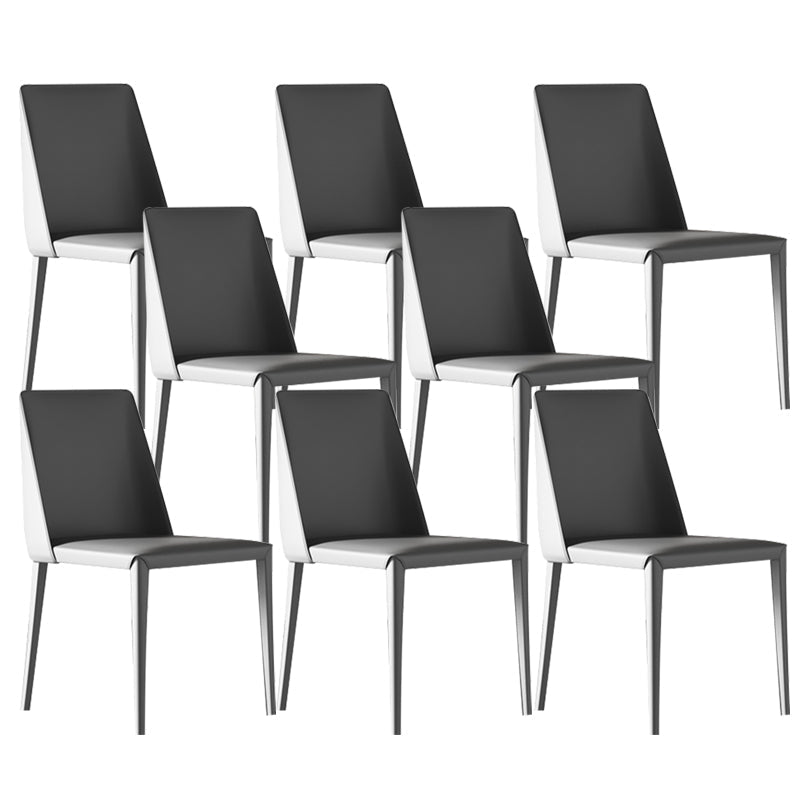 Sillas de comedor sin brazo de la espalda baja silla lateral moderna de cuero falso