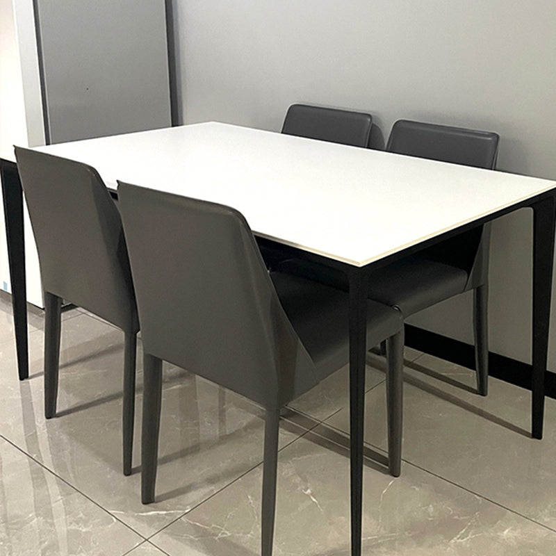 Sillas de comedor sin brazo de la espalda baja silla lateral moderna de cuero falso