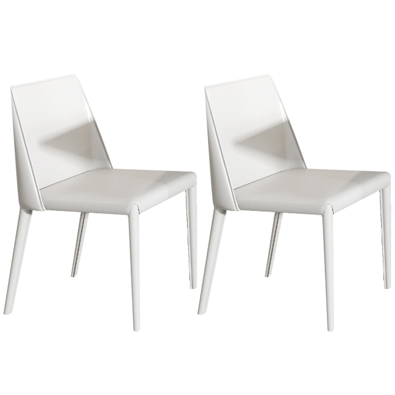 Sillas de comedor sin brazo de la espalda baja silla lateral moderna de cuero falso
