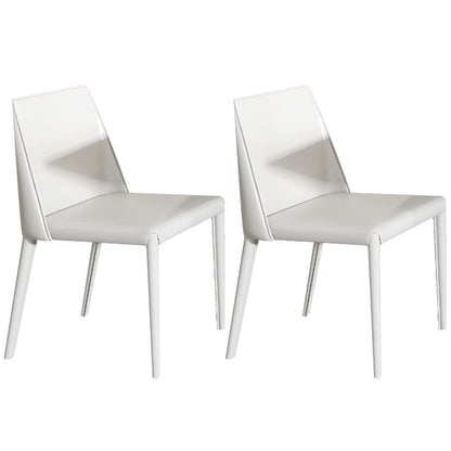 Sillas de comedor sin brazo de la espalda baja silla lateral moderna de cuero falso