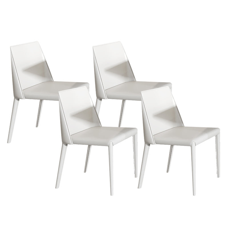 Sillas de comedor sin brazo de la espalda baja silla lateral moderna de cuero falso