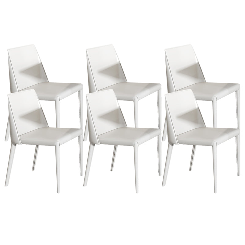Sillas de comedor sin brazo de la espalda baja silla lateral moderna de cuero falso