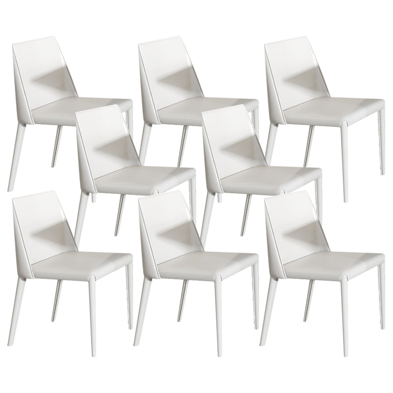 Sillas de comedor sin brazo de la espalda baja silla lateral moderna de cuero falso