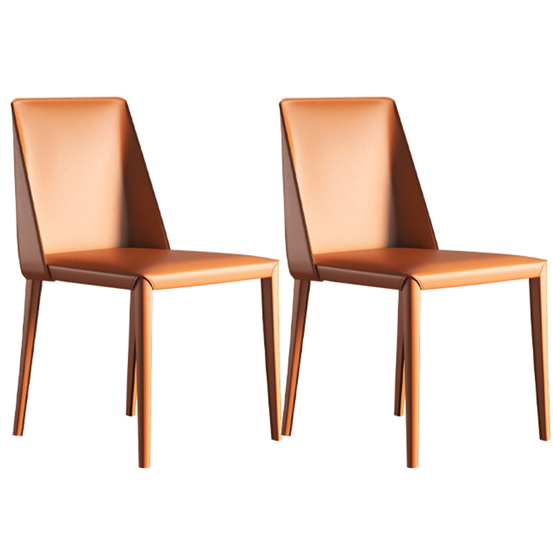 Sillas de comedor sin brazo de la espalda baja silla lateral moderna de cuero falso
