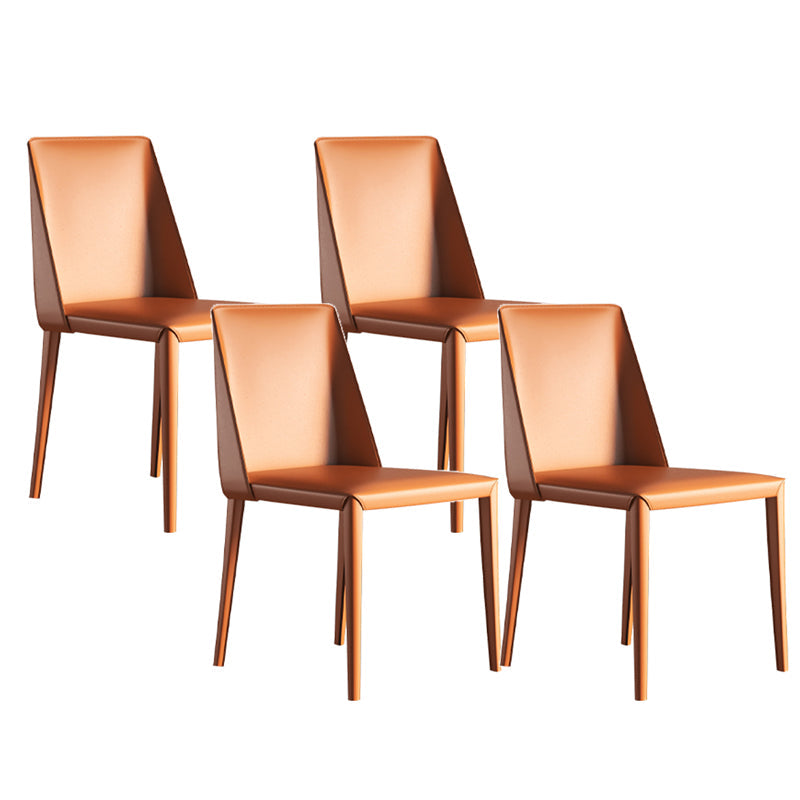 Sillas de comedor sin brazo de la espalda baja silla lateral moderna de cuero falso