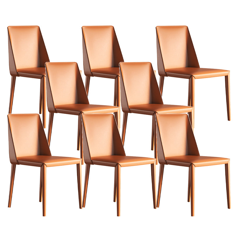 Sillas de comedor sin brazo de la espalda baja silla lateral moderna de cuero falso