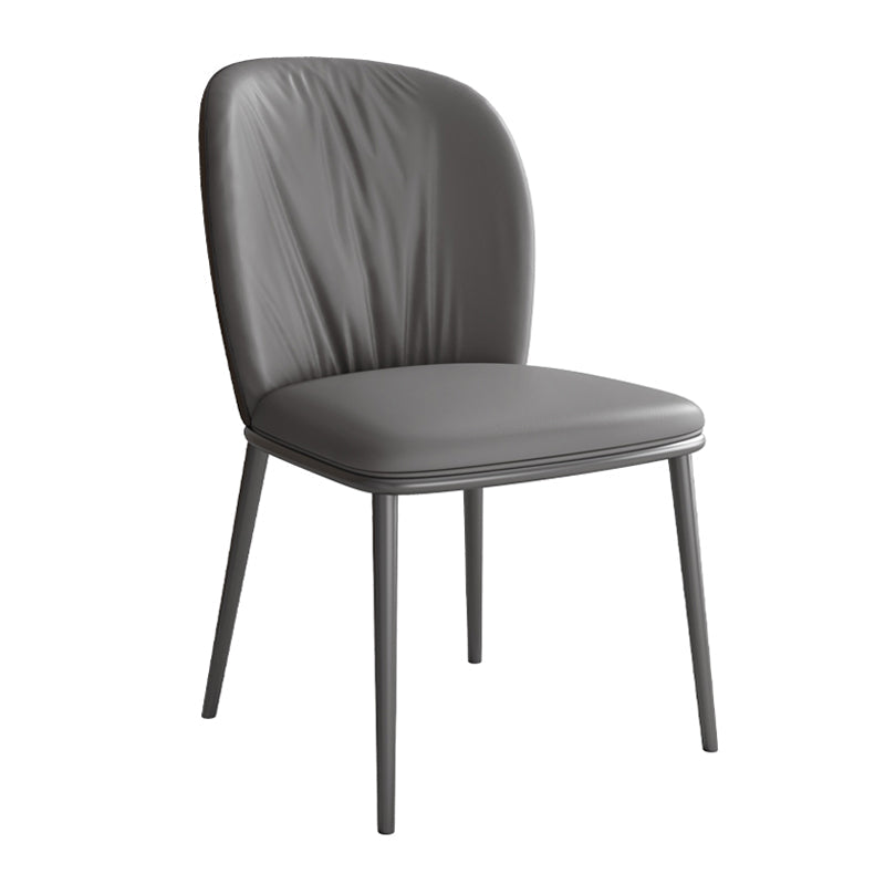Modern Indoor Side Chair with Grey Metal Legs Faux Leather Dining Chair for Home
