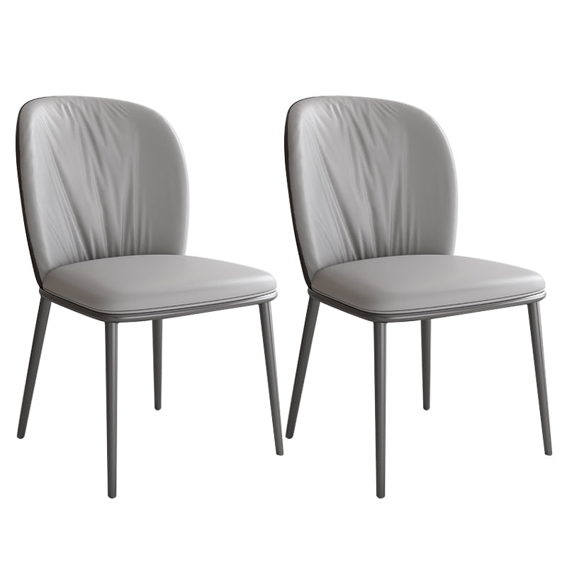Modern Indoor Side Chair with Grey Metal Legs Faux Leather Dining Chair for Home