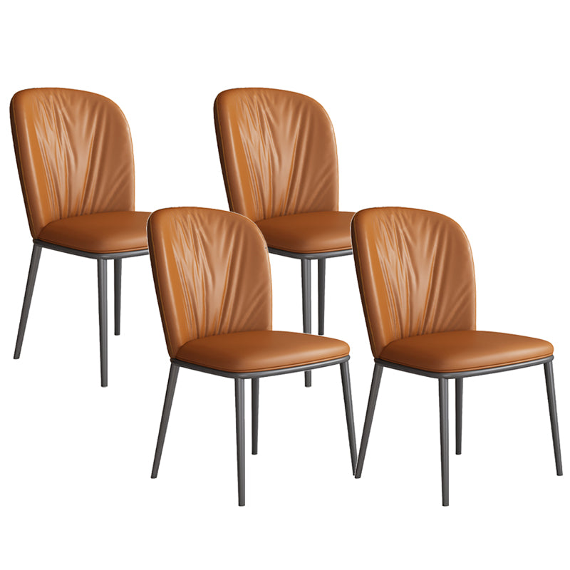 Modern Indoor Side Chair with Grey Metal Legs Faux Leather Dining Chair for Home