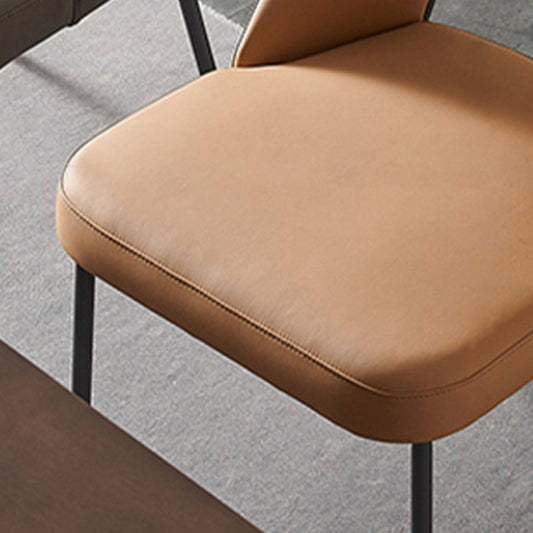 Silla lateral abierta para el hogar de cuero sintético silla de comedor moderna con piernas negras
