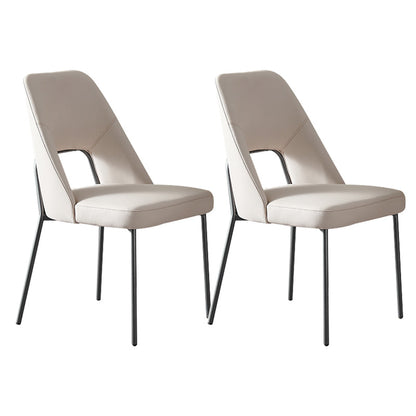 Silla lateral abierta para el hogar de cuero sintético silla de comedor moderna con piernas negras