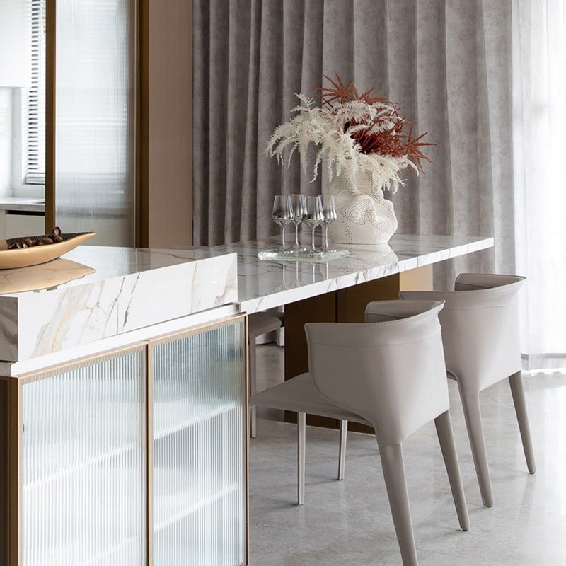 Faux lederen eigentijdse zijstoel matte afwerking thuis eetkamerstoel