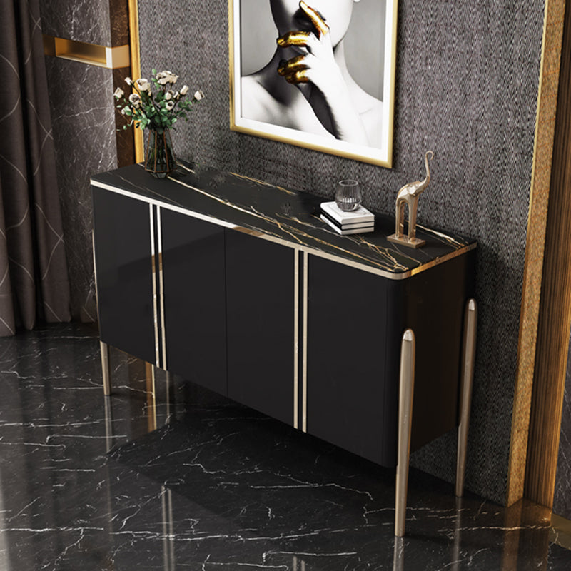 Aparador de la puerta glamorosa tapa de piedra y aparador de madera para sala de estar