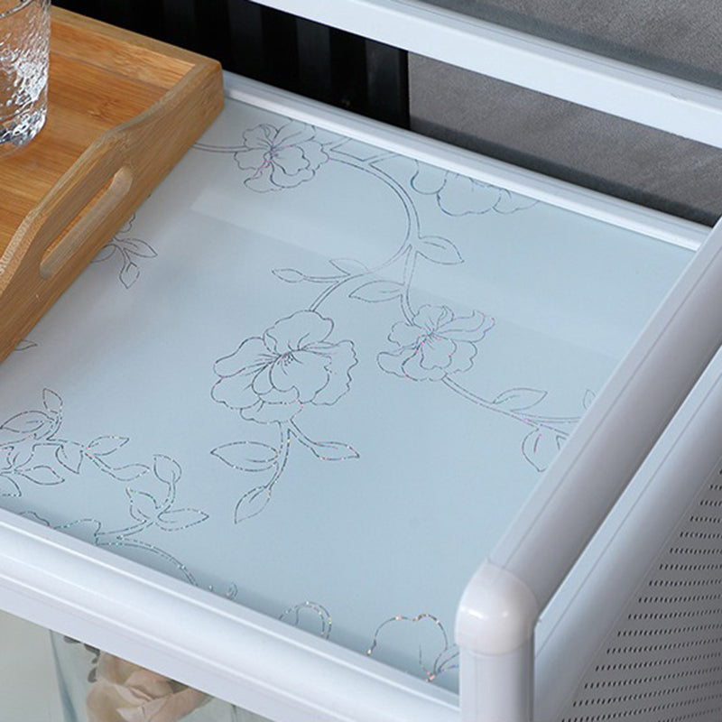 White Metal Sideboard with Glass Doors Modern Indoor Dining Server with Cabinets Clearhalo 'buffet_sideboard' 'Buffets & Sideboards' 'furn' 'furn_buffet_sideboard' 'Furniture' 'Kitchen & Dining Furniture' 6034946