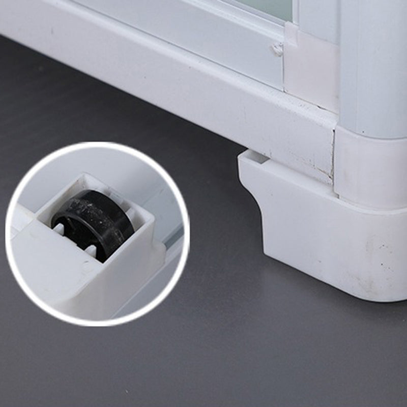 White Metal Sideboard with Glass Doors Modern Indoor Dining Server with Cabinets Clearhalo 'buffet_sideboard' 'Buffets & Sideboards' 'furn' 'furn_buffet_sideboard' 'Furniture' 'Kitchen & Dining Furniture' 6034948