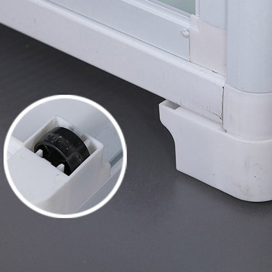 White Metal Sideboard with Glass Doors Modern Indoor Dining Server with Cabinets Clearhalo 'buffet_sideboard' 'Buffets & Sideboards' 'furn' 'furn_buffet_sideboard' 'Furniture' 'Kitchen & Dining Furniture' 6034948