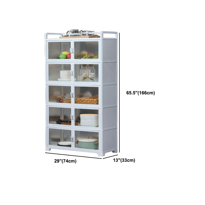 White Metal Sideboard with Glass Doors Modern Indoor Dining Server with Cabinets Clearhalo 'buffet_sideboard' 'Buffets & Sideboards' 'furn' 'furn_buffet_sideboard' 'Furniture' 'Kitchen & Dining Furniture' 6034965