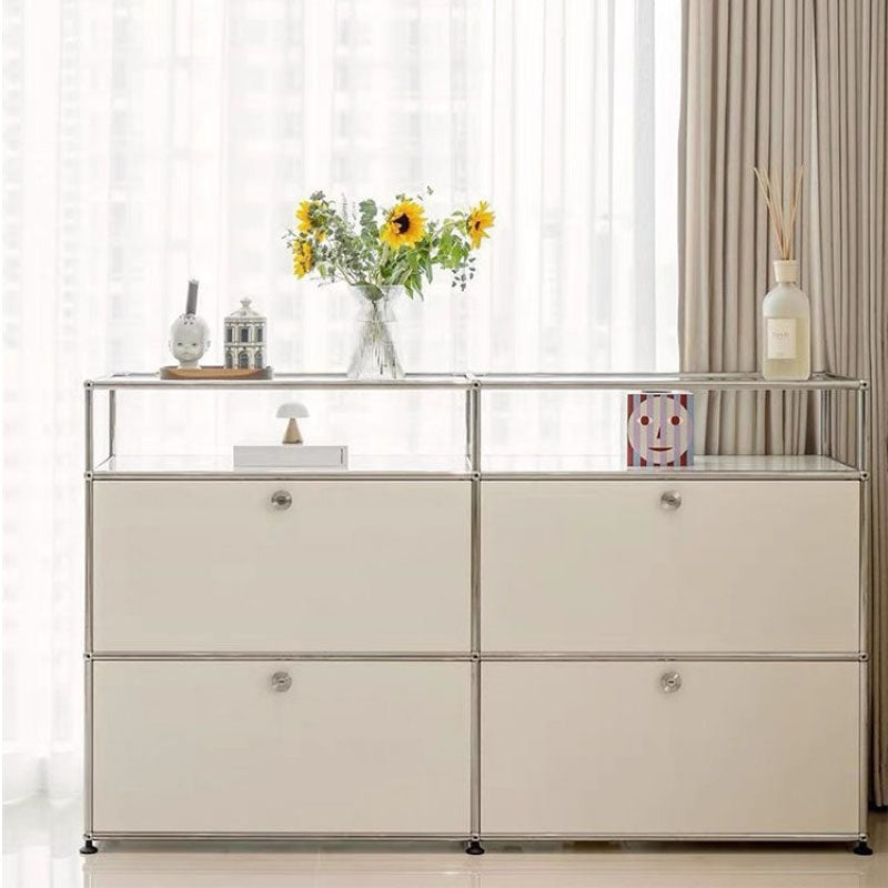 Sideboard in metallo bianco con cassetti a buffet da pranzo interno moderno