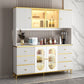 Weißer Glamstein Sideboard Holzrahmen Sideboard mit goldenen Beinen