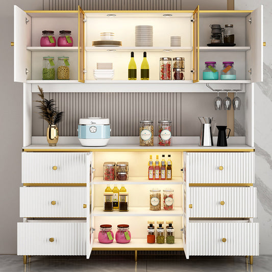 Sideboard di laboard in pietra glam bianca credenza in legno con gambe dorate