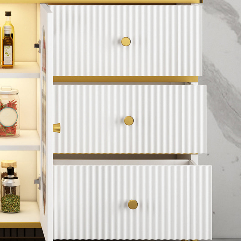 Weißer Glamstein Sideboard Holzrahmen Sideboard mit goldenen Beinen