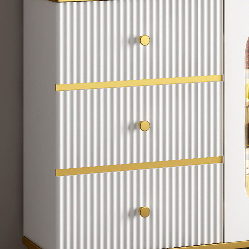 Weißer Glamstein Sideboard Holzrahmen Sideboard mit goldenen Beinen