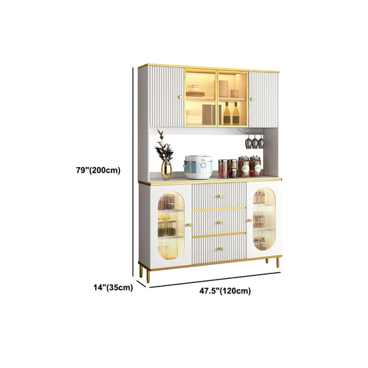 Sideboard di laboard in pietra glam bianca credenza in legno con gambe dorate