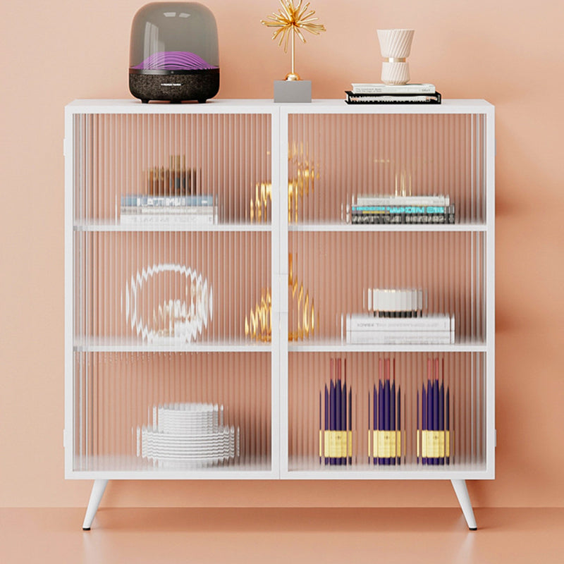 Server da pranzo contemporaneo per soggiorno Sideboard di finitura lucidata con gambe metalliche