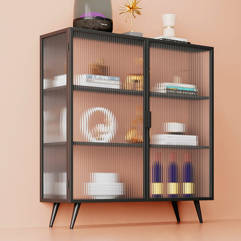 Server da pranzo contemporaneo per soggiorno Sideboard di finitura lucidata con gambe metalliche