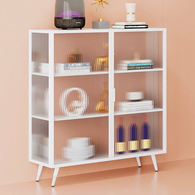 Server da pranzo contemporaneo per soggiorno Sideboard di finitura lucidata con gambe metalliche