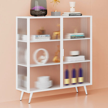 Server da pranzo contemporaneo per soggiorno Sideboard di finitura lucidata con gambe metalliche