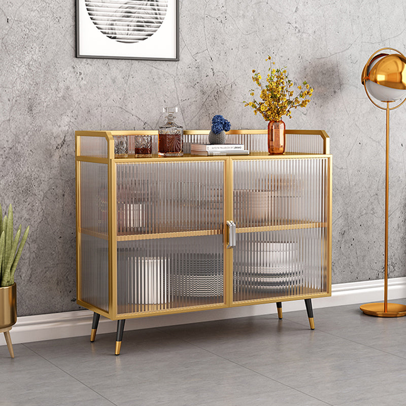 Server da pranzo contemporaneo per soggiorno Sideboard di finitura lucidata con gambe metalliche