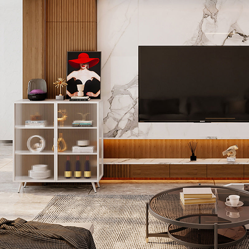 Server da pranzo contemporaneo per soggiorno Sideboard di finitura lucidata con gambe metalliche