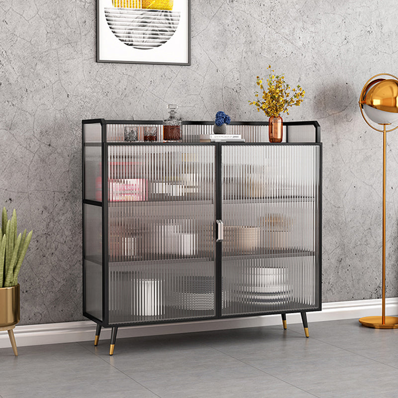 Server da pranzo contemporaneo per soggiorno Sideboard di finitura lucidata con gambe metalliche