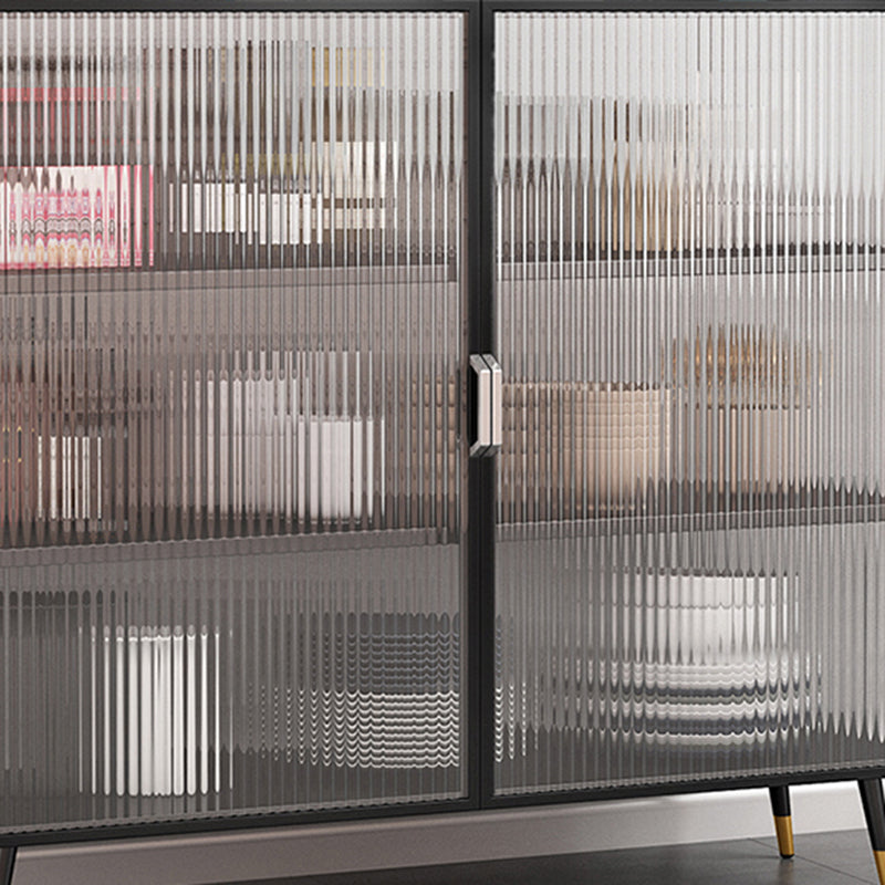 Server da pranzo contemporaneo per soggiorno Sideboard di finitura lucidata con gambe metalliche