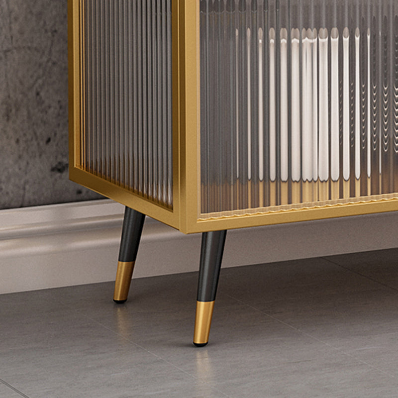Server da pranzo contemporaneo per soggiorno Sideboard di finitura lucidata con gambe metalliche