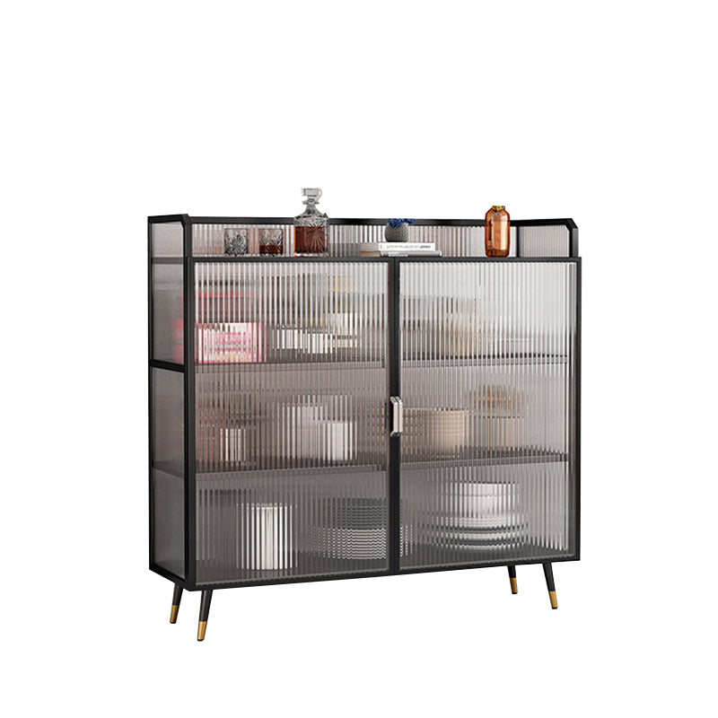 Server da pranzo contemporaneo per soggiorno Sideboard di finitura lucidata con gambe metalliche