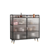 Server da pranzo contemporaneo per soggiorno Sideboard di finitura lucidata con gambe metalliche